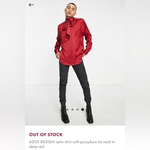 ASOS Red Satin Shirt with Pussybow